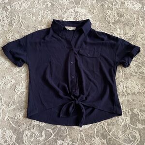 Pink Rose Navy Blue Bouse Too